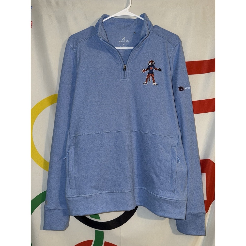 Antigua Auburn Tigers 1/4 Zip Sweatshirt Womens XL Baby Blue Aubie Pullover